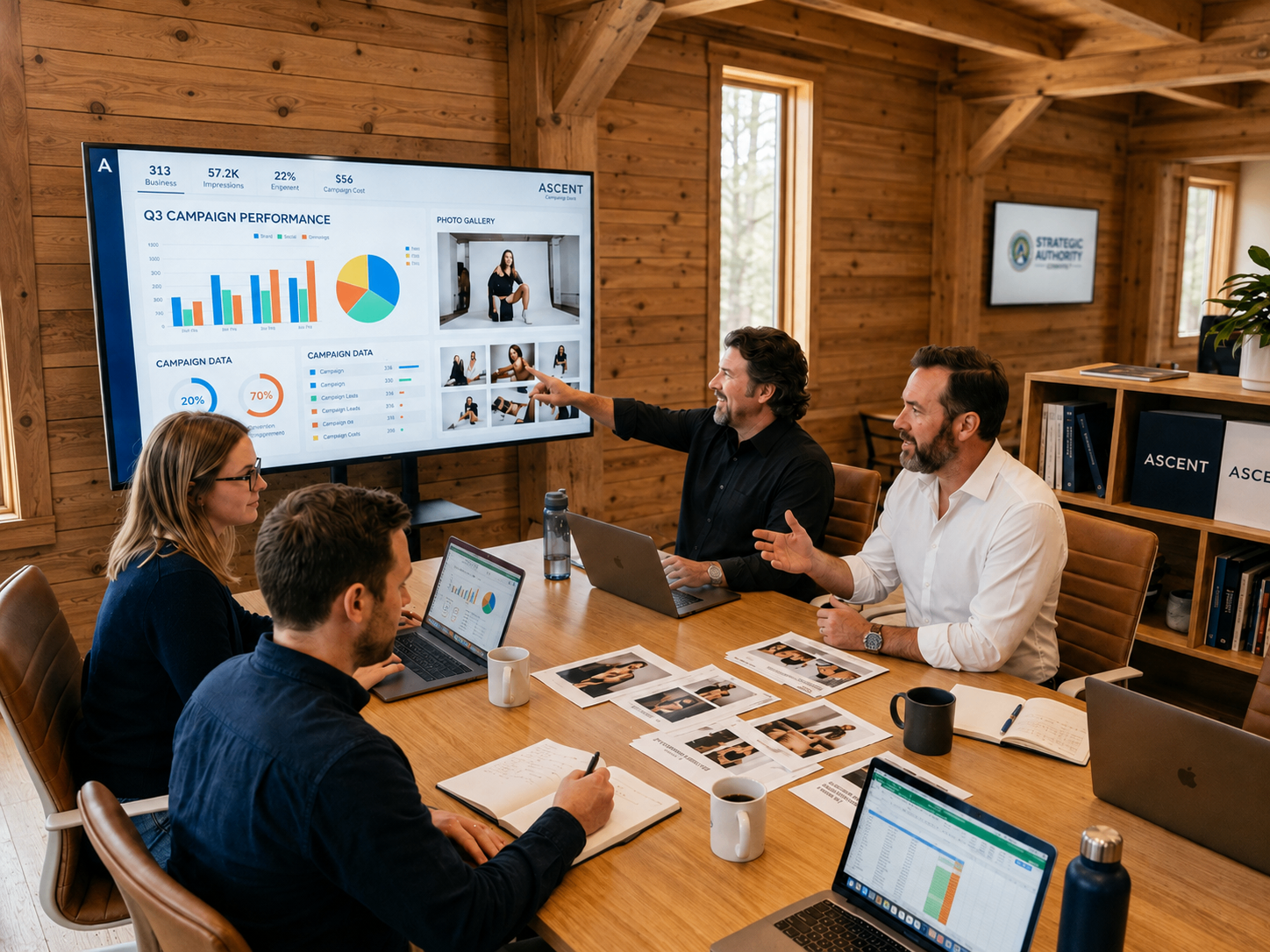 Digital Media Marketing team reviewing business photography strategy